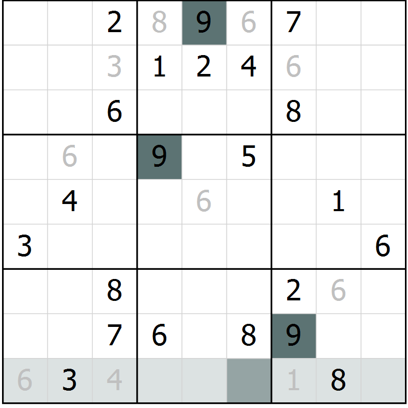 Position des candidats pour la solution de la Gr 8 page 11 du magazine de sudoku Virtuose n° 120