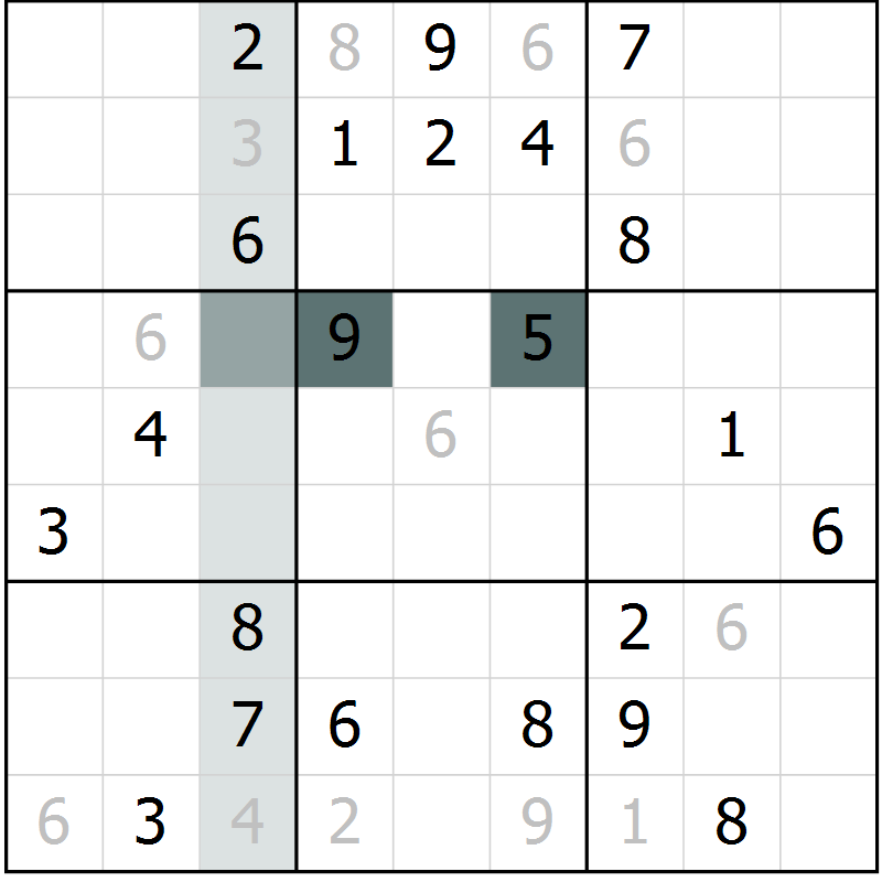 Position des candidats pour la solution de la Gr 8 page 11 du magazine de sudoku Virtuose n° 120