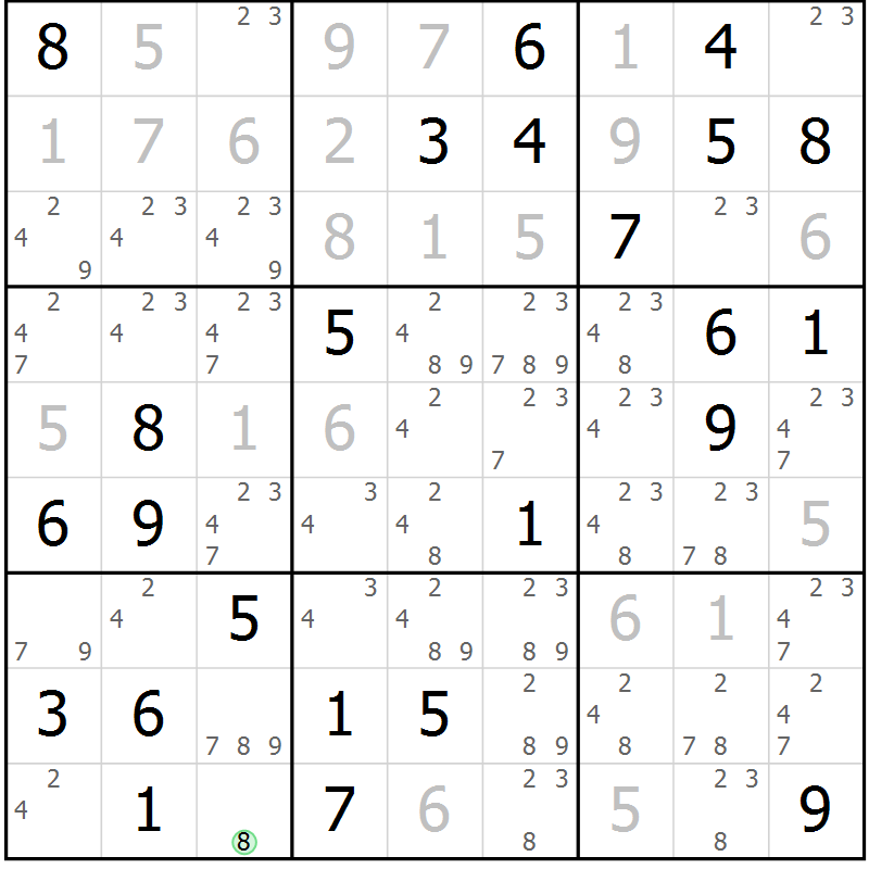 Position des candidats pour la solution de la Gr 80 page 83 du magazine de sudoku Virtuose n° 120