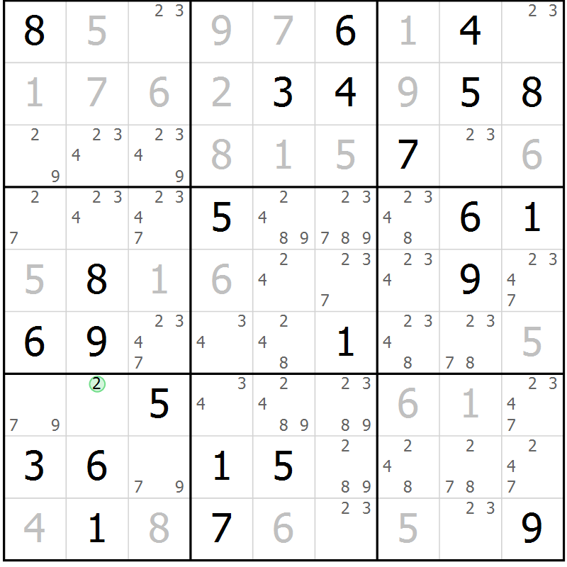 Position des candidats pour la solution de la Gr 80 page 83 du magazine de sudoku Virtuose n° 120