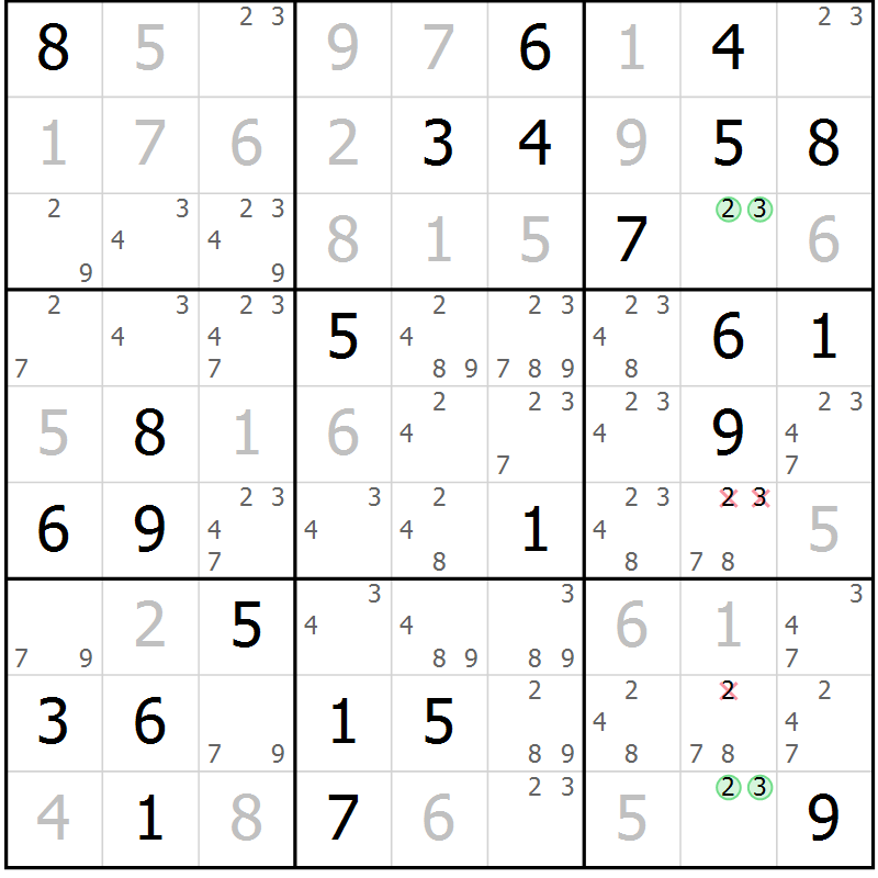 Position des candidats pour la solution de la Gr 80 page 83 du magazine de sudoku Virtuose n° 120