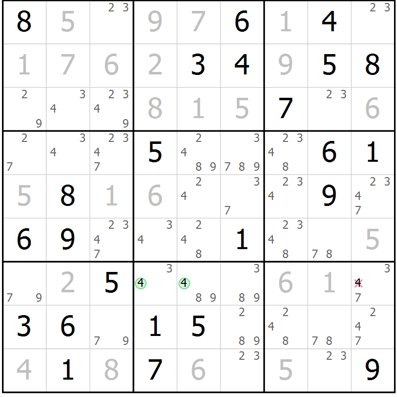 Position des candidats pour la solution de la Gr 80 page 83 du magazine de sudoku Virtuose n° 120