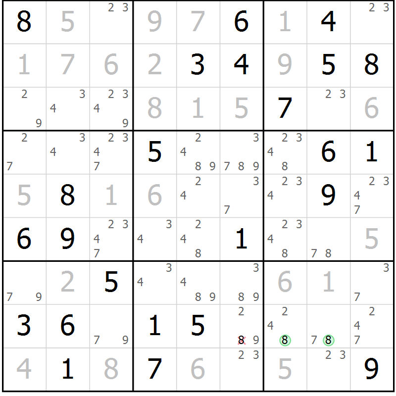 Position des candidats pour la solution de la Gr 80 page 83 du magazine de sudoku Virtuose n° 120