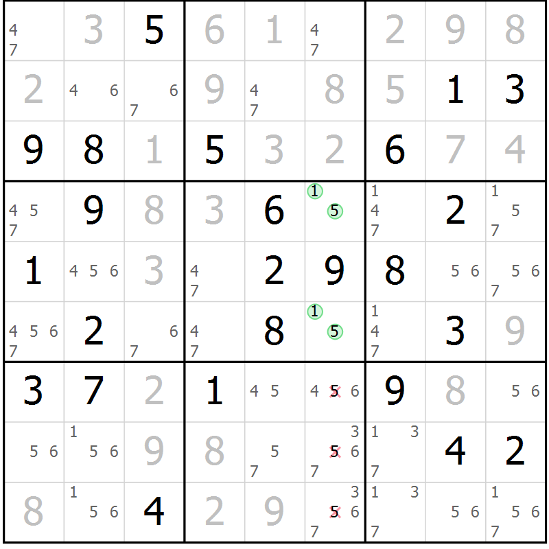 Position des candidats pour la solution de la Gr 83 page 86 du magazine de sudoku Virtuose n° 120