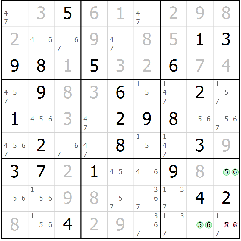 Position des candidats pour la solution de la Gr 83 page 86 du magazine de sudoku Virtuose n° 120