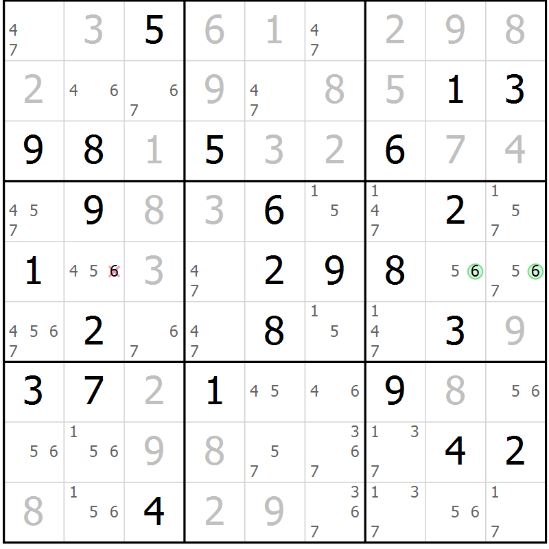 Position des candidats pour la solution de la Gr 83 page 86 du magazine de sudoku Virtuose n° 120
