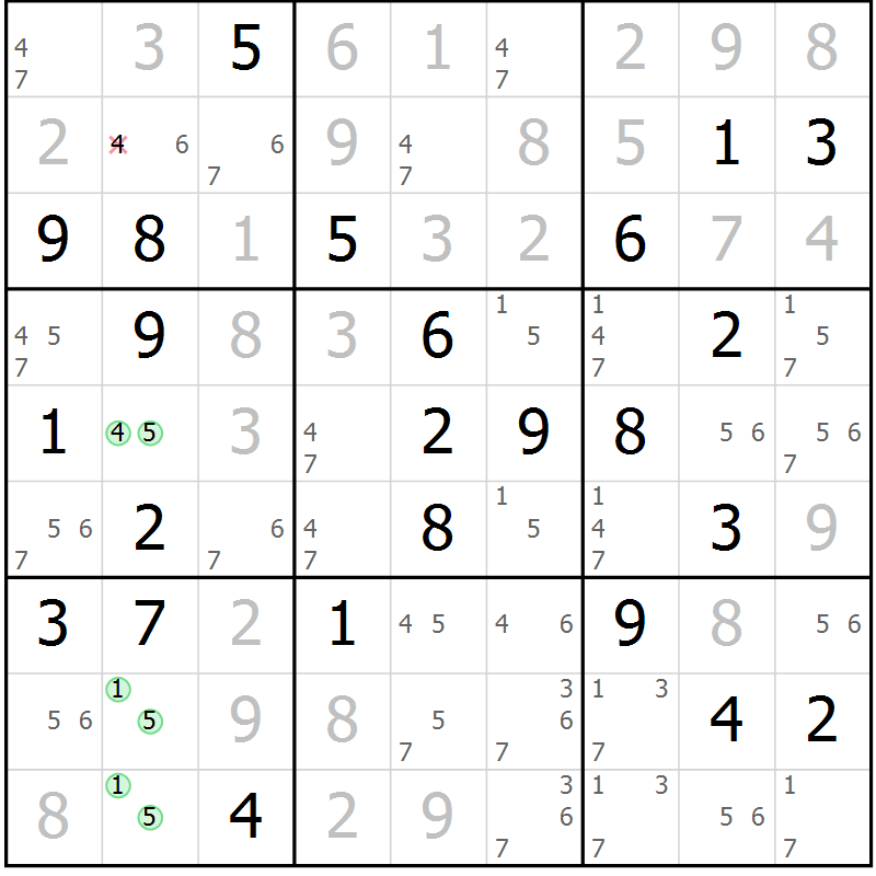 Position des candidats pour la solution de la Gr 83 page 86 du magazine de sudoku Virtuose n° 120