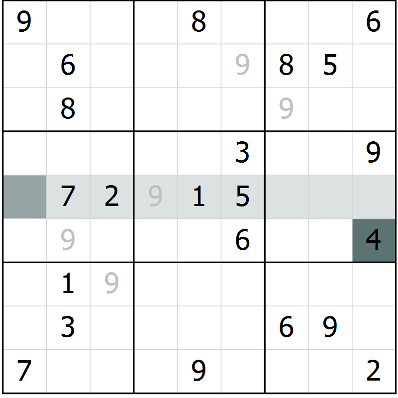 Position des candidats pour la solution de la Gr 9 page 12 du magazine de sudoku Virtuose n° 120