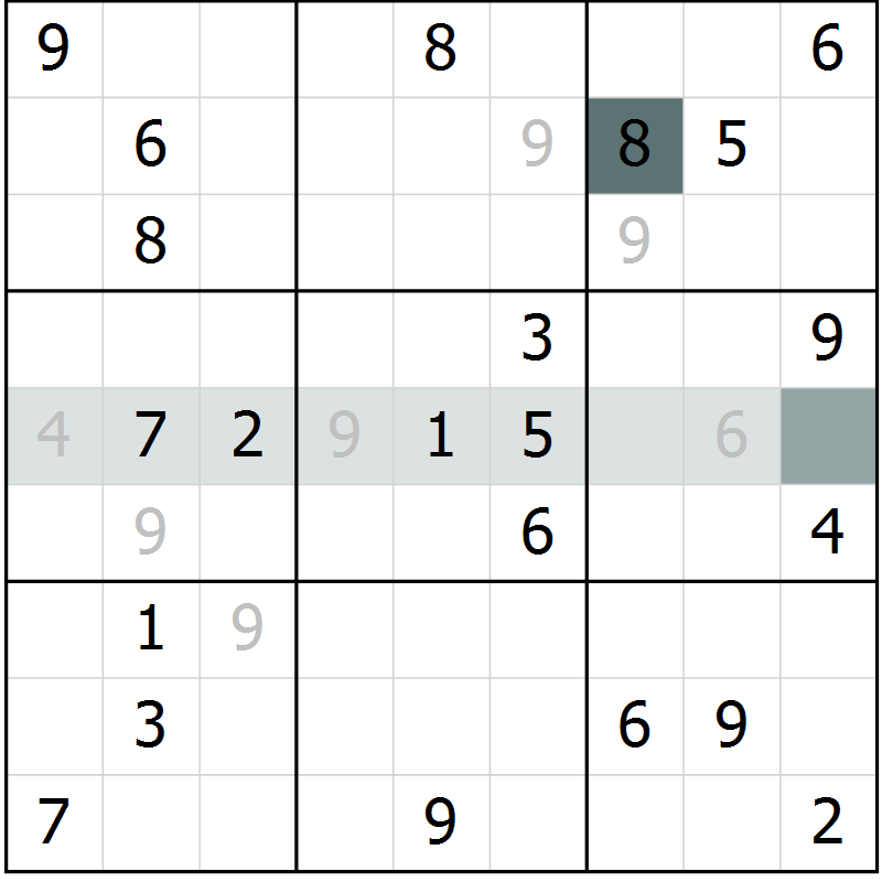 Position des candidats pour la solution de la Gr 9 page 12 du magazine de sudoku Virtuose n° 120