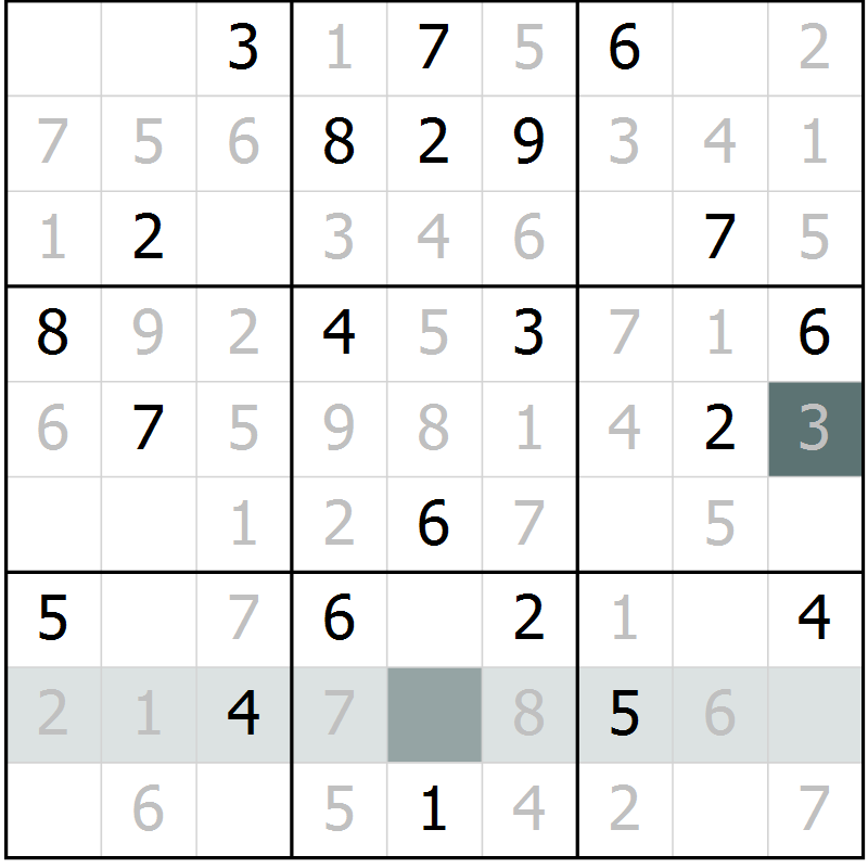 Position des candidats pour la solution de la Gr 1 page 4 du magazine de sudoku Virtuose n° 121