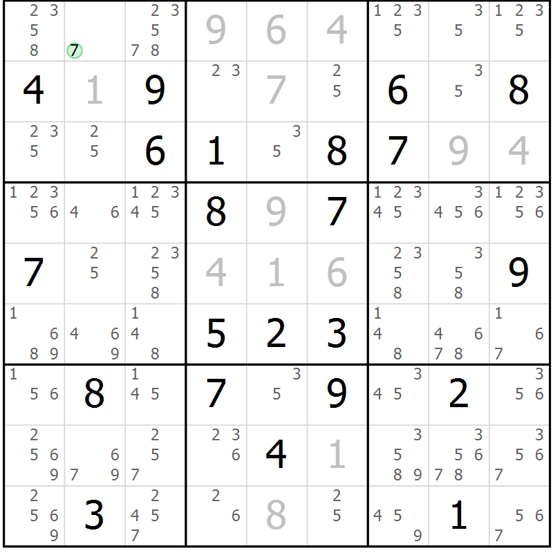 Position des candidats pour la solution de la Gr 10 page 13 du magazine de sudoku Virtuose n° 121