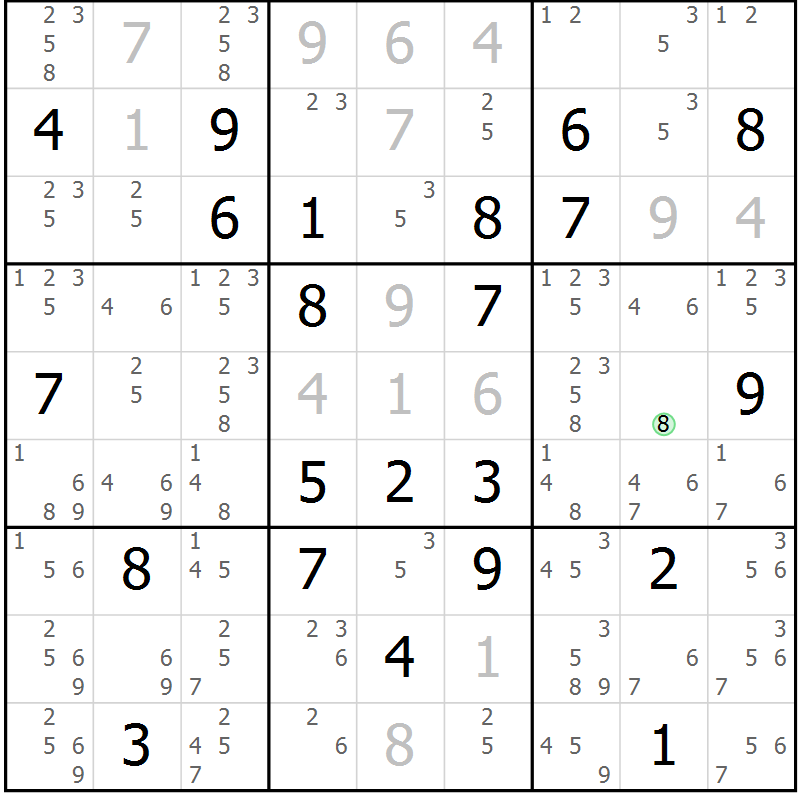 Position des candidats pour la solution de la Gr 10 page 13 du magazine de sudoku Virtuose n° 121
