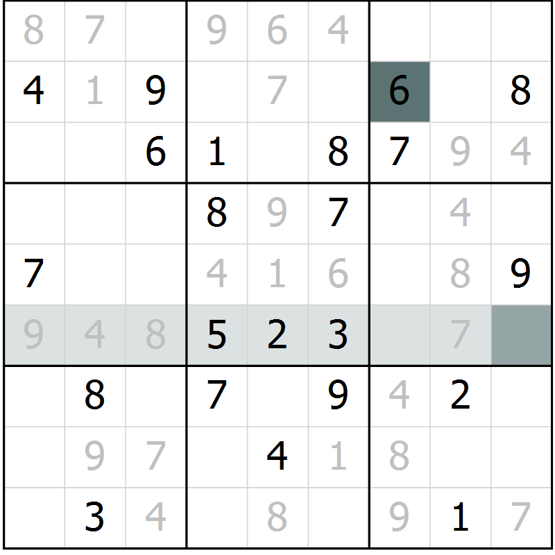 Position des candidats pour la solution de la Gr 10 page 13 du magazine de sudoku Virtuose n° 121