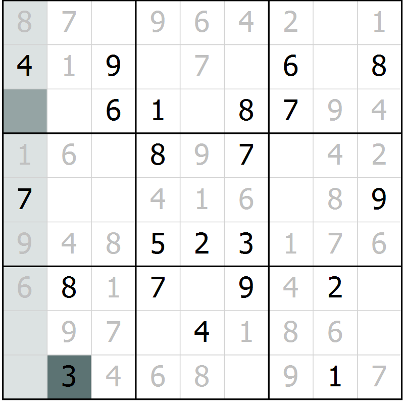 Position des candidats pour la solution de la Gr 10 page 13 du magazine de sudoku Virtuose n° 121