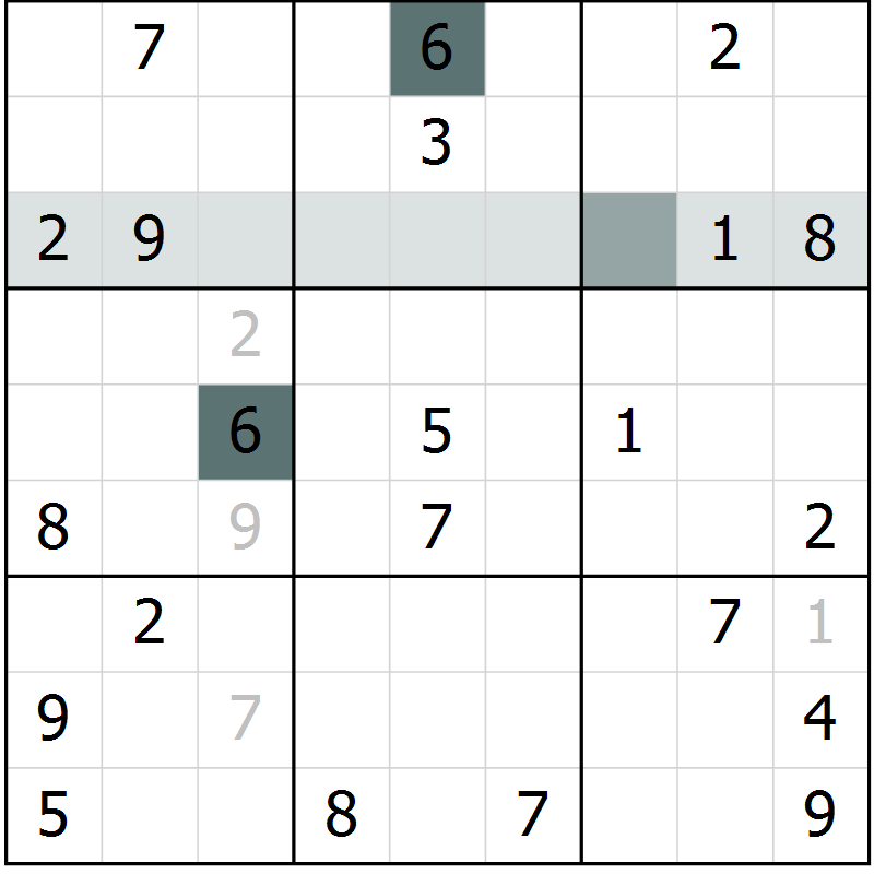 Position des candidats pour la solution de la Gr 11 page 14 du magazine de sudoku Virtuose n° 121