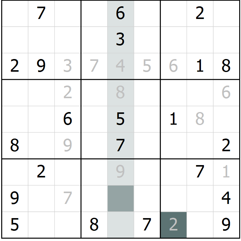 Position des candidats pour la solution de la Gr 11 page 14 du magazine de sudoku Virtuose n° 121