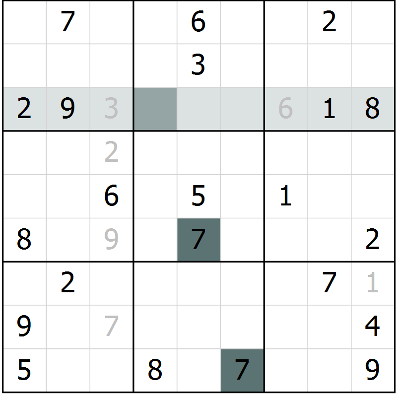 Position des candidats pour la solution de la Gr 11 page 14 du magazine de sudoku Virtuose n° 121