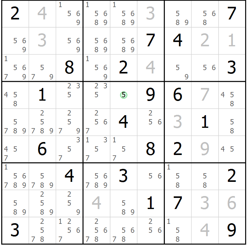 Position des candidats pour la solution de la Gr 12 page 15 du magazine de sudoku Virtuose n° 121