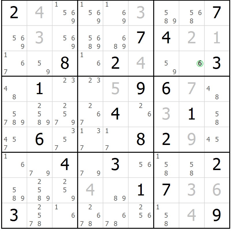 Position des candidats pour la solution de la Gr 12 page 15 du magazine de sudoku Virtuose n° 121