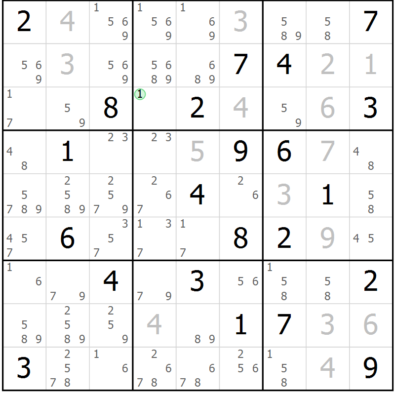 Position des candidats pour la solution de la Gr 12 page 15 du magazine de sudoku Virtuose n° 121