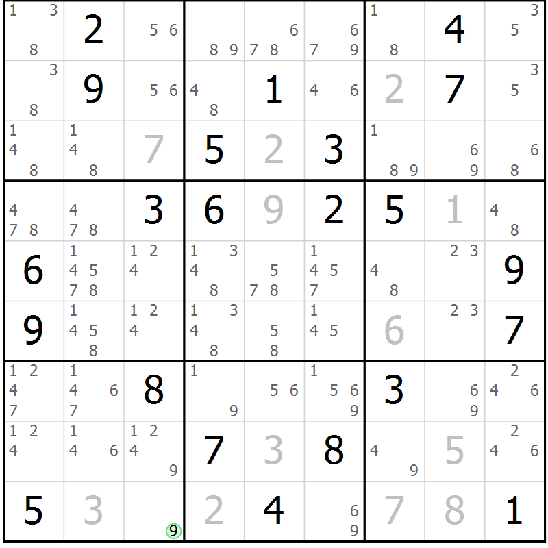 Position des candidats pour la solution de la Gr 13 page 16 du magazine de sudoku Virtuose n° 121