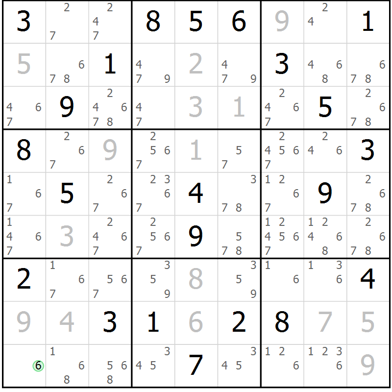 Position des candidats pour la solution de la Gr 15 page 18 du magazine de sudoku Virtuose n° 121