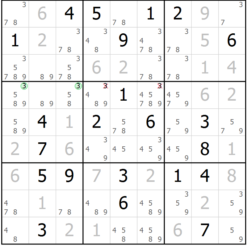 Position des candidats pour la solution de la Gr 16 page 19 du magazine de sudoku Virtuose n° 121