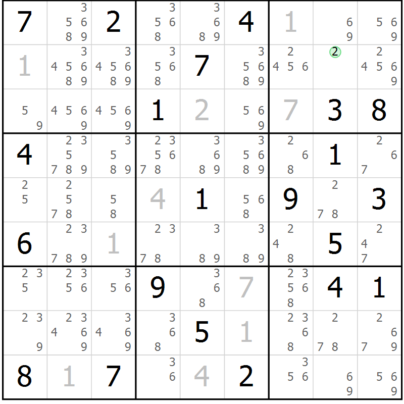 Position des candidats pour la solution de la Gr 19 page 22 du magazine de sudoku Virtuose n° 121