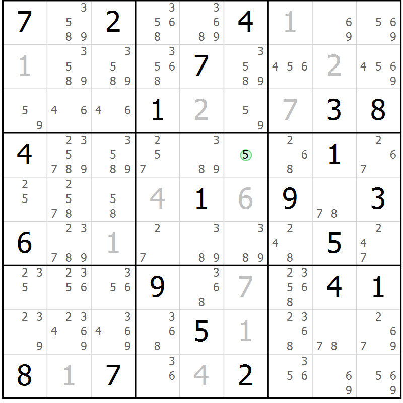Position des candidats pour la solution de la Gr 19 page 22 du magazine de sudoku Virtuose n° 121