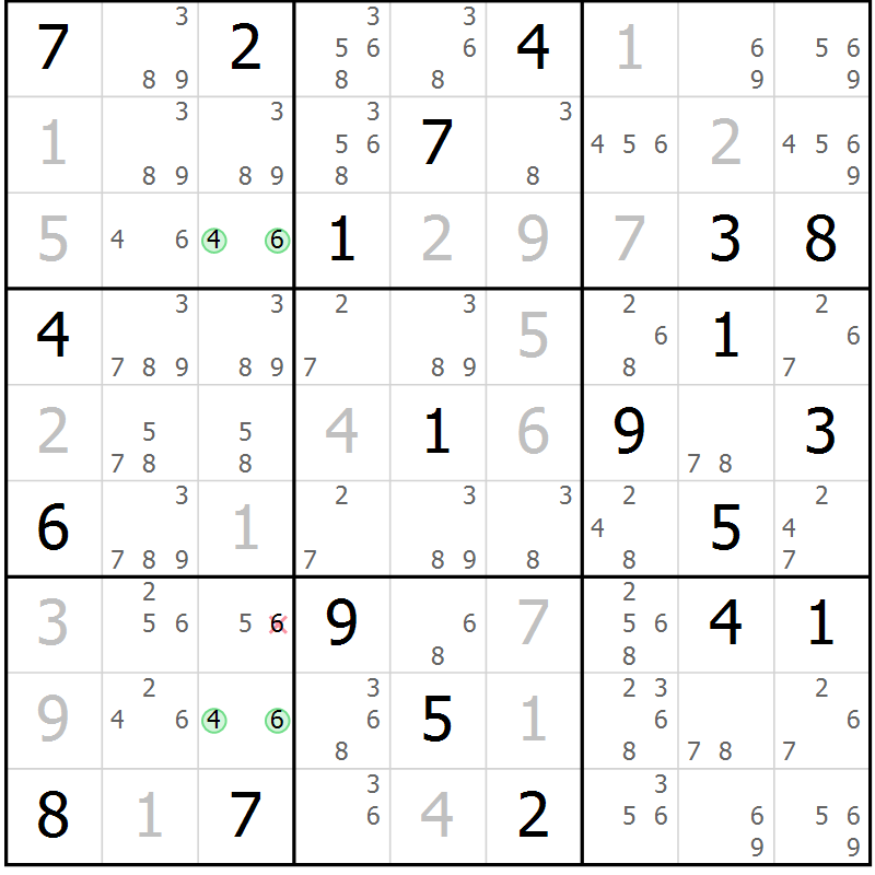 Position des candidats pour la solution de la Gr 19 page 22 du magazine de sudoku Virtuose n° 121
