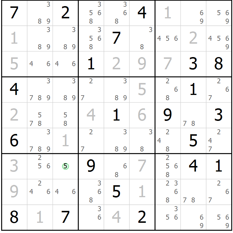 Position des candidats pour la solution de la Gr 19 page 22 du magazine de sudoku Virtuose n° 121