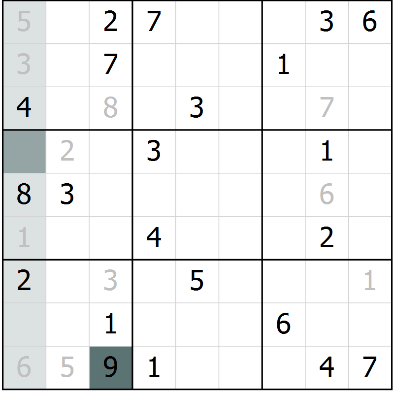 Position des candidats pour la solution de la Gr 2 page 5 du magazine de sudoku Virtuose n° 121
