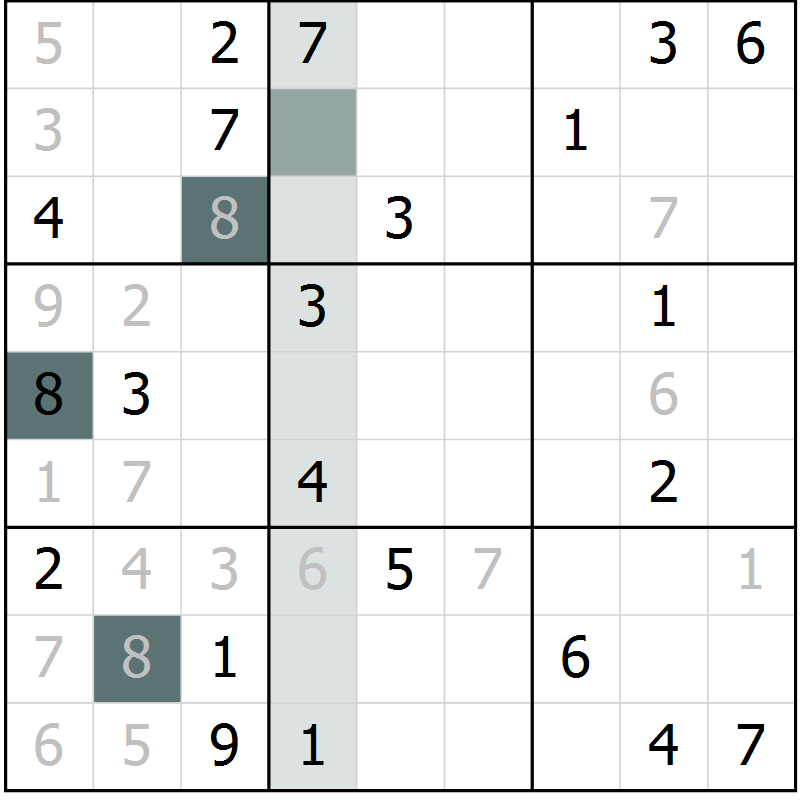 Position des candidats pour la solution de la Gr 2 page 5 du magazine de sudoku Virtuose n° 121