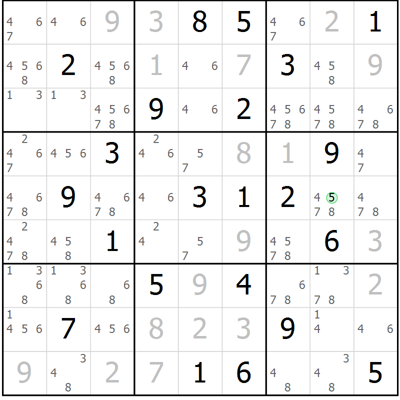 Position des candidats pour la solution de la Gr 21 page 24 du magazine de sudoku Virtuose n° 121