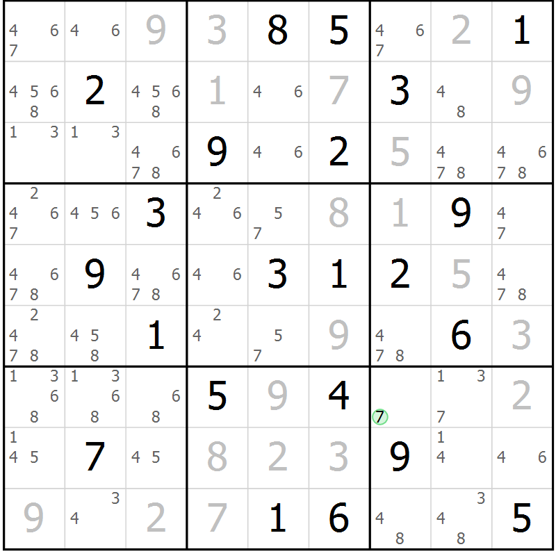 Position des candidats pour la solution de la Gr 21 page 24 du magazine de sudoku Virtuose n° 121