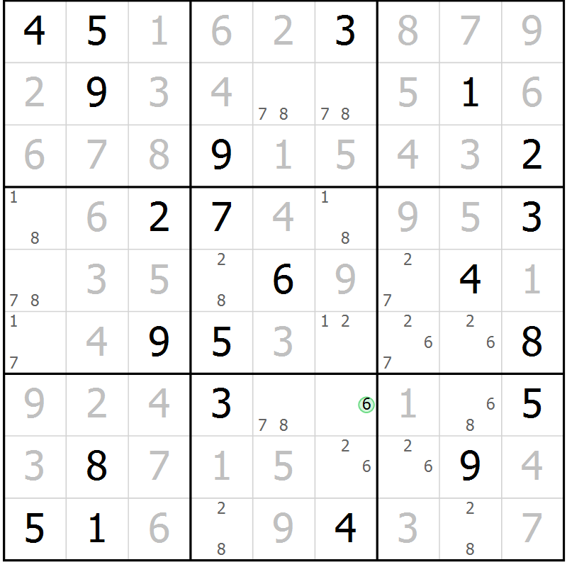 Position des candidats pour la solution de la Gr 22 page 25 du magazine de sudoku Virtuose n° 121
