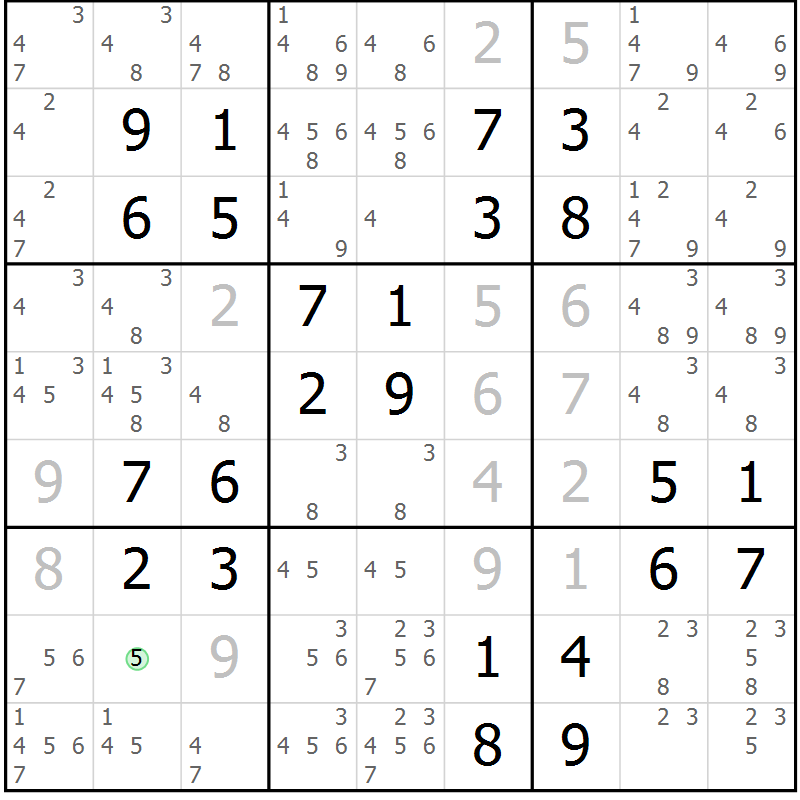 Position des candidats pour la solution de la Gr 24 page 27 du magazine de sudoku Virtuose n° 121