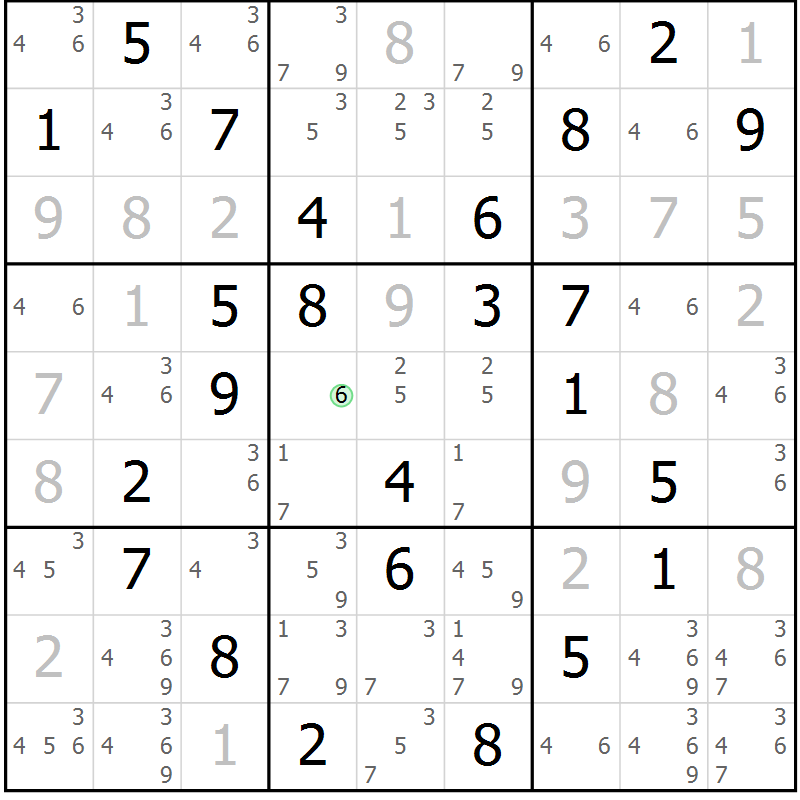 Position des candidats pour la solution de la Gr 25 page 28 du magazine de sudoku Virtuose n° 121