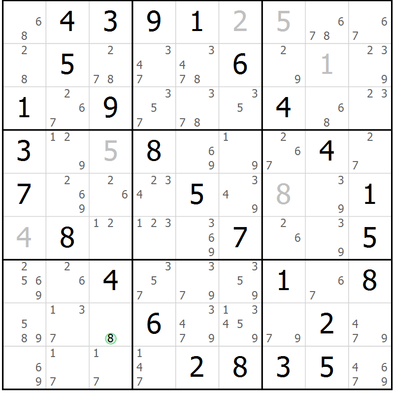 Position des candidats pour la solution de la Gr 26 page 29 du magazine de sudoku Virtuose n° 121