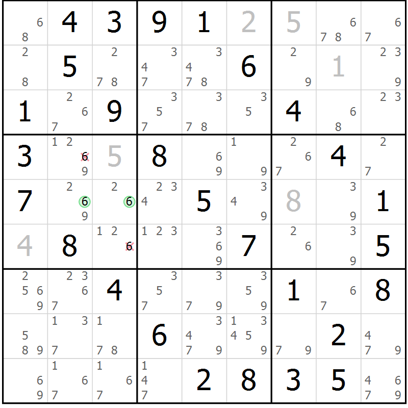 Position des candidats pour la solution de la Gr 26 page 29 du magazine de sudoku Virtuose n° 121