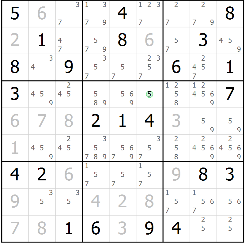 Position des candidats pour la solution de la Gr 27 page 30 du magazine de sudoku Virtuose n° 121