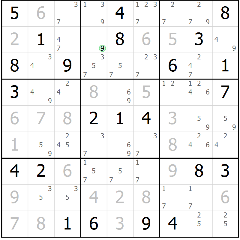 Position des candidats pour la solution de la Gr 27 page 30 du magazine de sudoku Virtuose n° 121