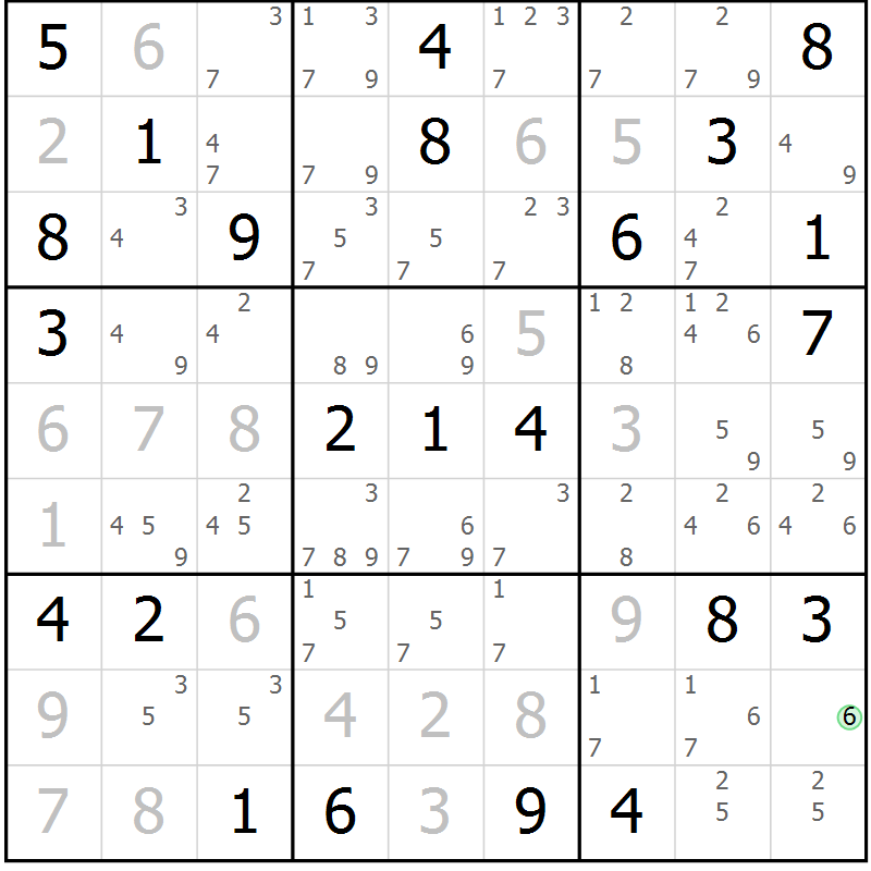 Position des candidats pour la solution de la Gr 27 page 30 du magazine de sudoku Virtuose n° 121
