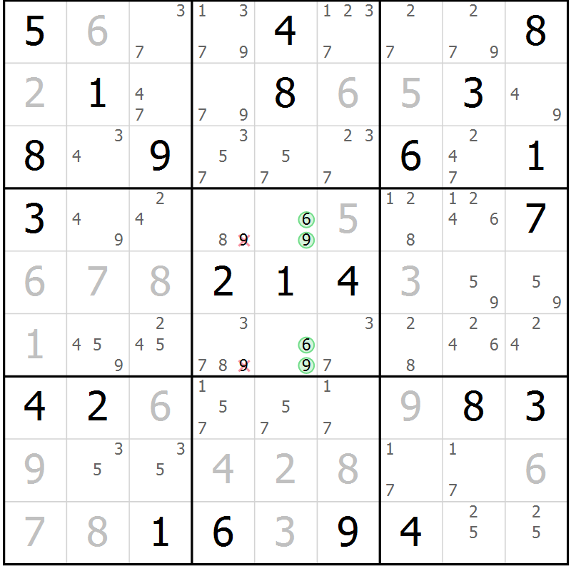Position des candidats pour la solution de la Gr 27 page 30 du magazine de sudoku Virtuose n° 121