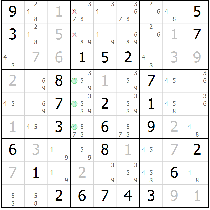 Position des candidats pour la solution de la Gr 28 page 31 du magazine de sudoku Virtuose n° 121