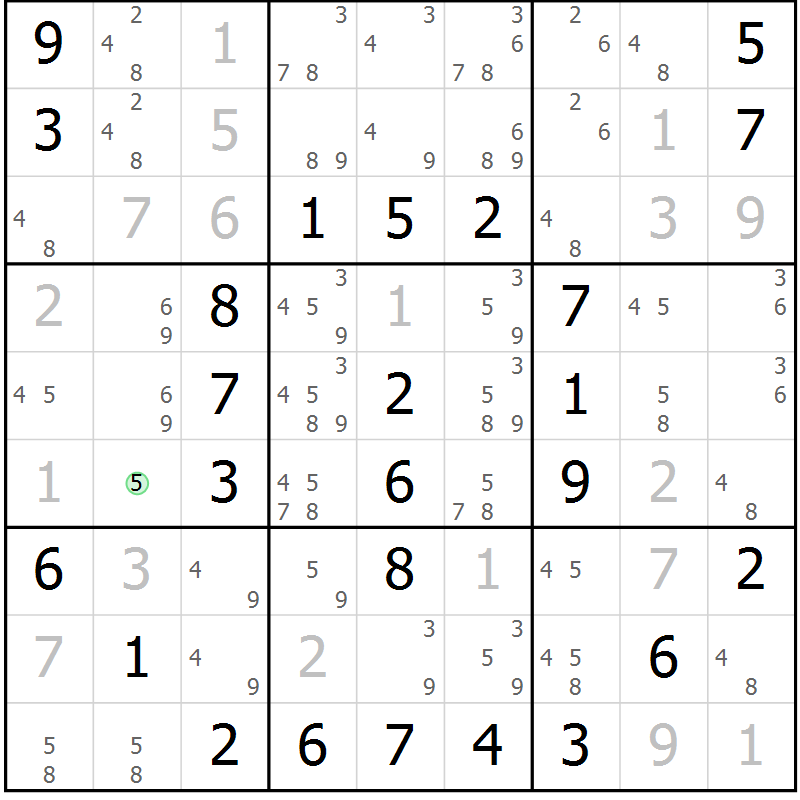 Position des candidats pour la solution de la Gr 28 page 31 du magazine de sudoku Virtuose n° 121
