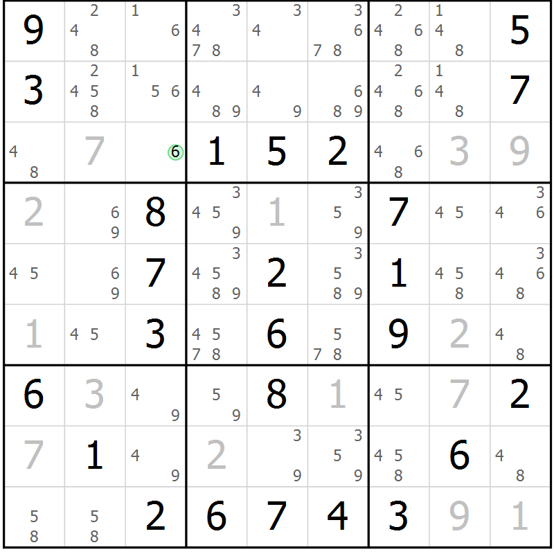 Position des candidats pour la solution de la Gr 28 page 31 du magazine de sudoku Virtuose n° 121