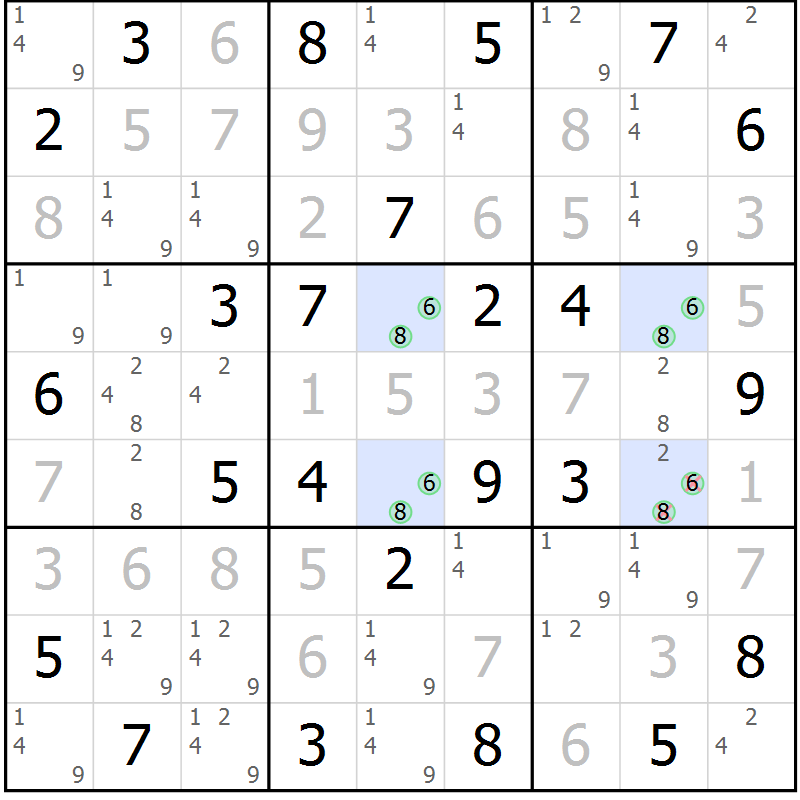 Position des candidats pour la solution de la Gr 29 page 32 du magazine de sudoku Virtuose n° 121