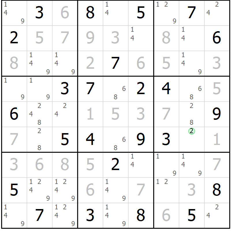 Position des candidats pour la solution de la Gr 29 page 32 du magazine de sudoku Virtuose n° 121