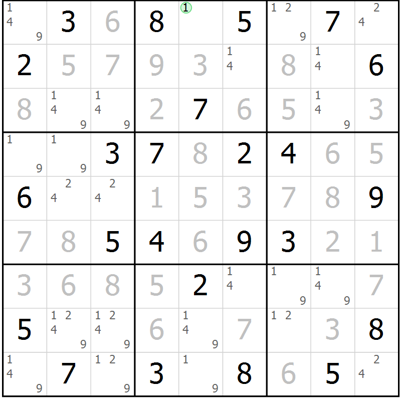 Position des candidats pour la solution de la Gr 29 page 32 du magazine de sudoku Virtuose n° 121